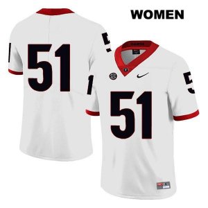 Women's Georgia Bulldogs NCAA #51 David Marshall Nike Stitched White Legend Authentic No Name College Football Jersey GNL2154MO